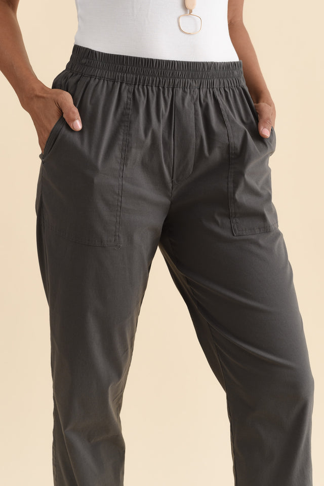 Air-Lite Charcoal Stretch Cropped Pants,Brunette model,alt text|model:Cara image 6