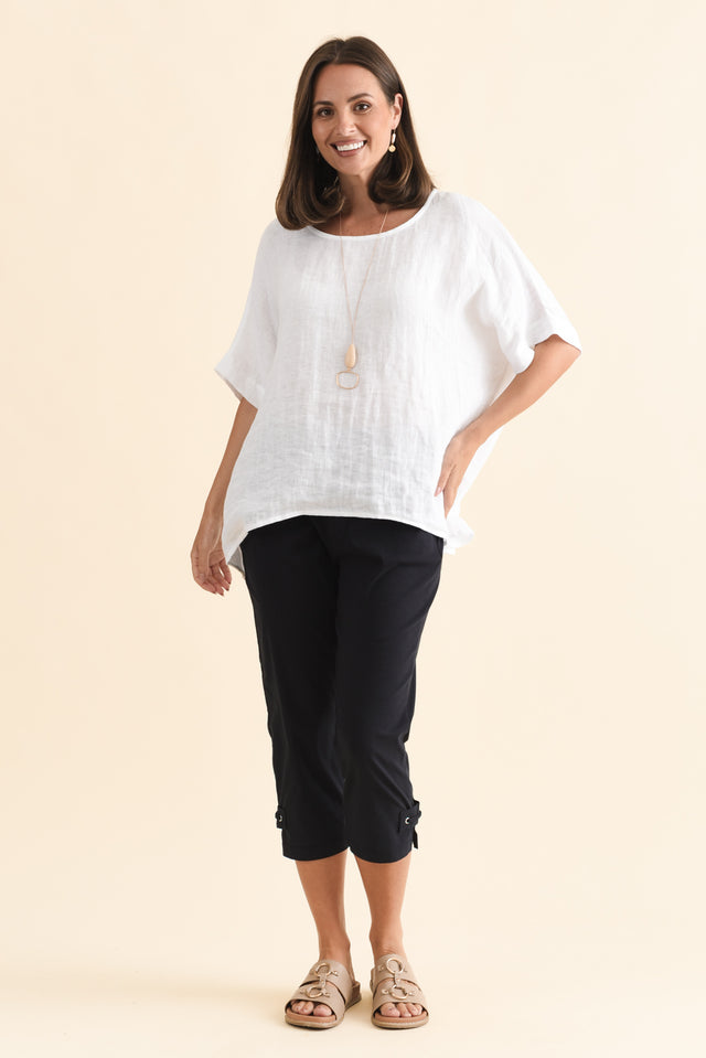 Air-Lite Navy Stretch Capri Pants,Brunette model,alt text|model:MJ image 8