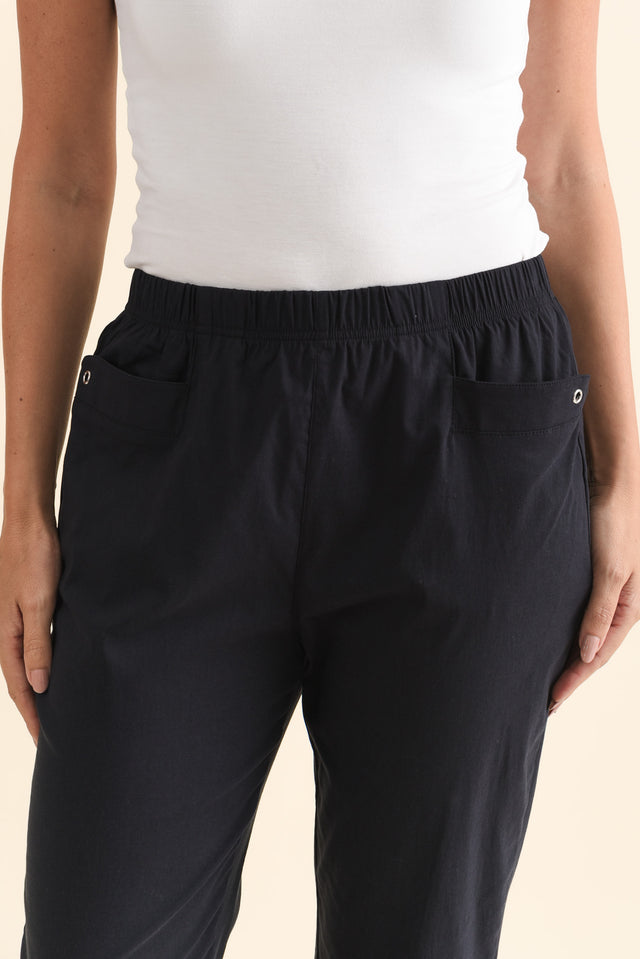 Air-Lite Navy Stretch Capri Pants,Brunette model,alt text|model:MJ image 6
