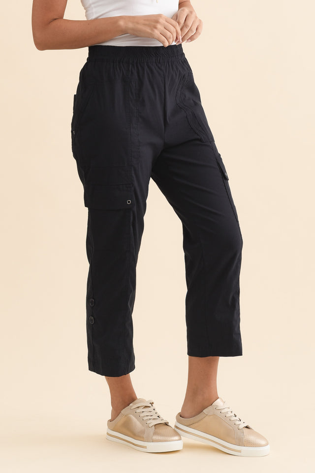 Air-Lite Navy Stretch Cargo Pants,Brunette model,alt text|model:MJ image 5