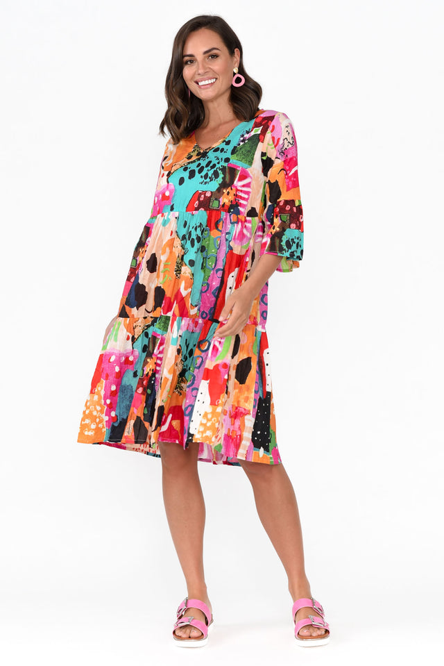 Alanya Pink Abstract Organic Cotton Dress image 2