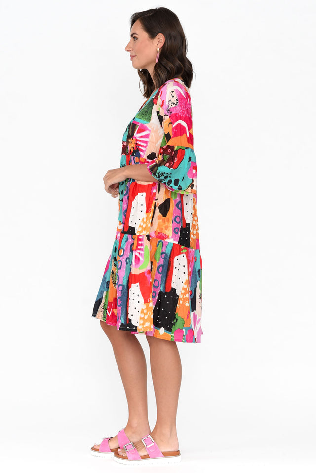 Alanya Pink Abstract Organic Cotton Dress image 4