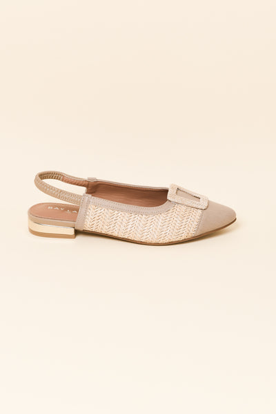 Alcatraz Beige Leather Slingback Mule