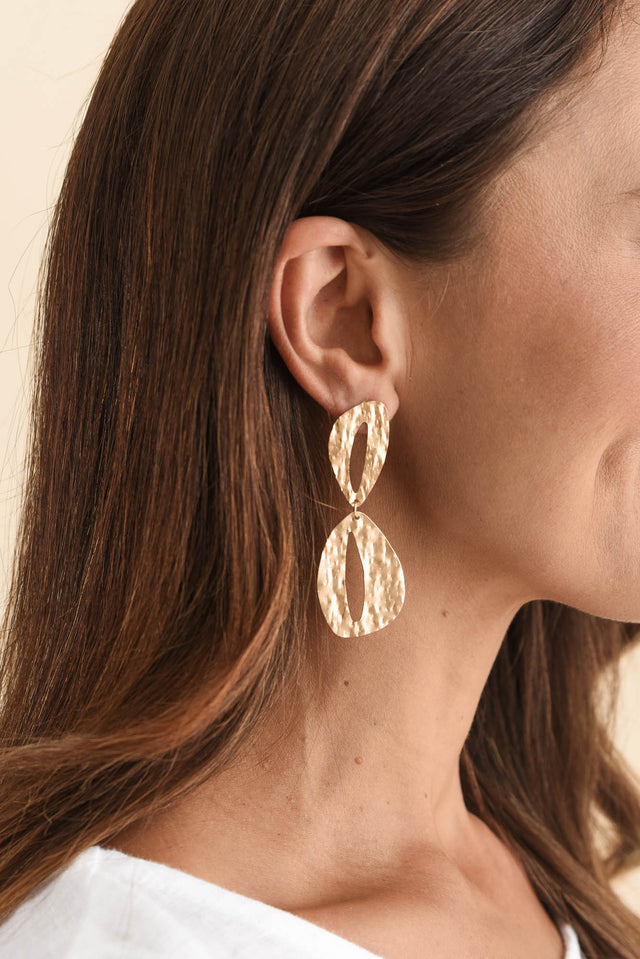Alena Gold Oval Drop Earrings image 2