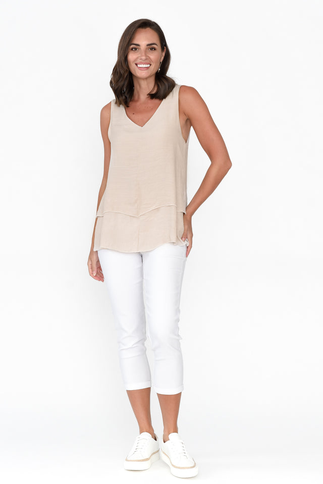 Alethia Natural Cotton Blend Layered Tank