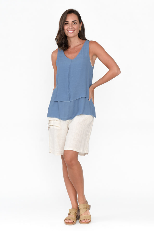 Alethia Steel Cotton Blend Layered Tank