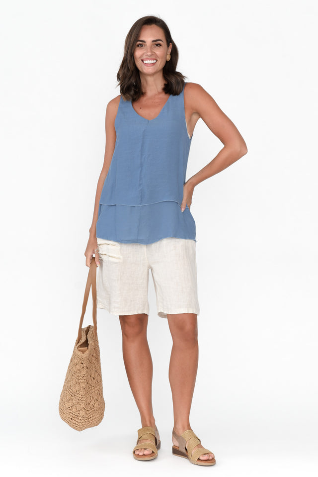 Alethia Steel Cotton Blend Layered Tank