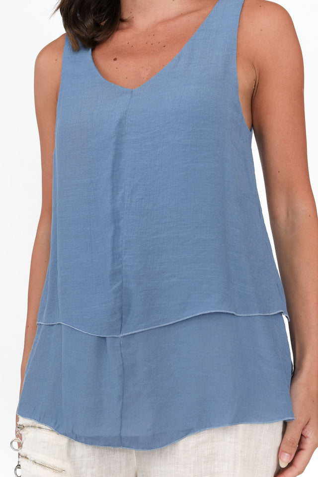 Alethia Steel Cotton Blend Layered Tank
