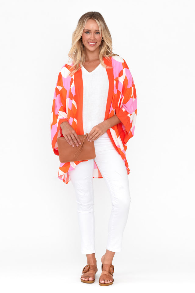 Alexandro Orange Abstract Kimono