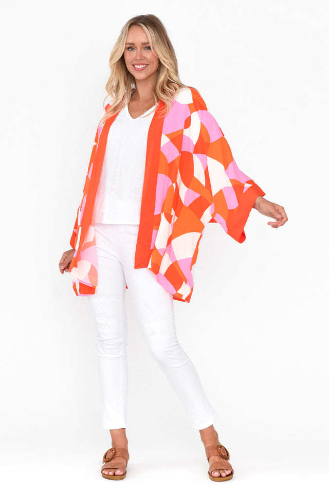 Alexandro Orange Abstract Kimono