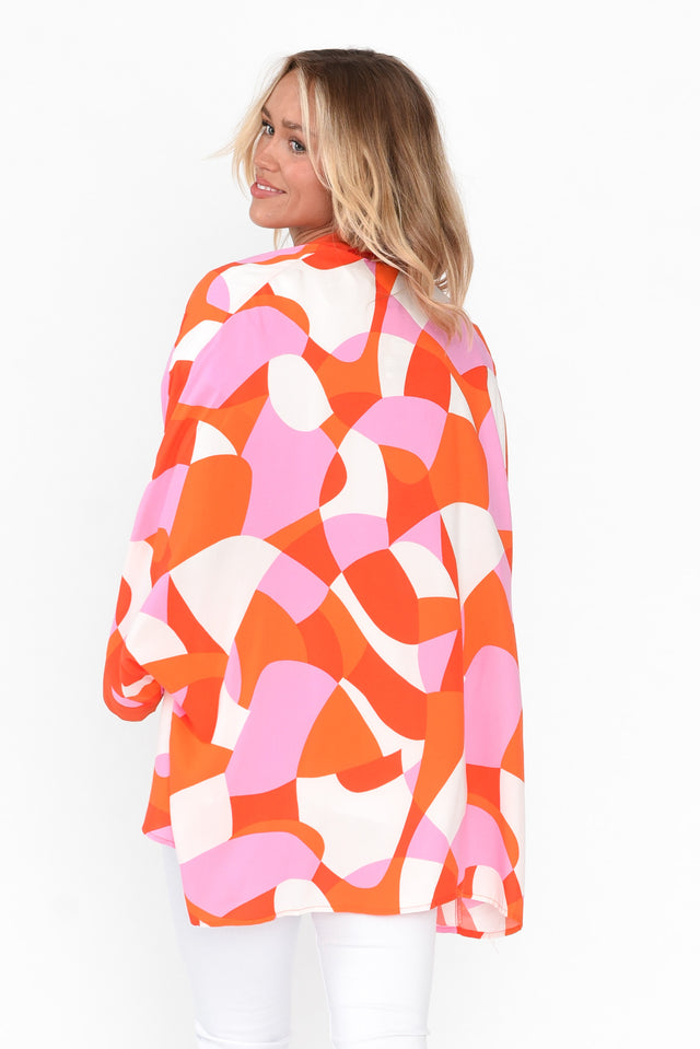 Alexandro Orange Abstract Kimono