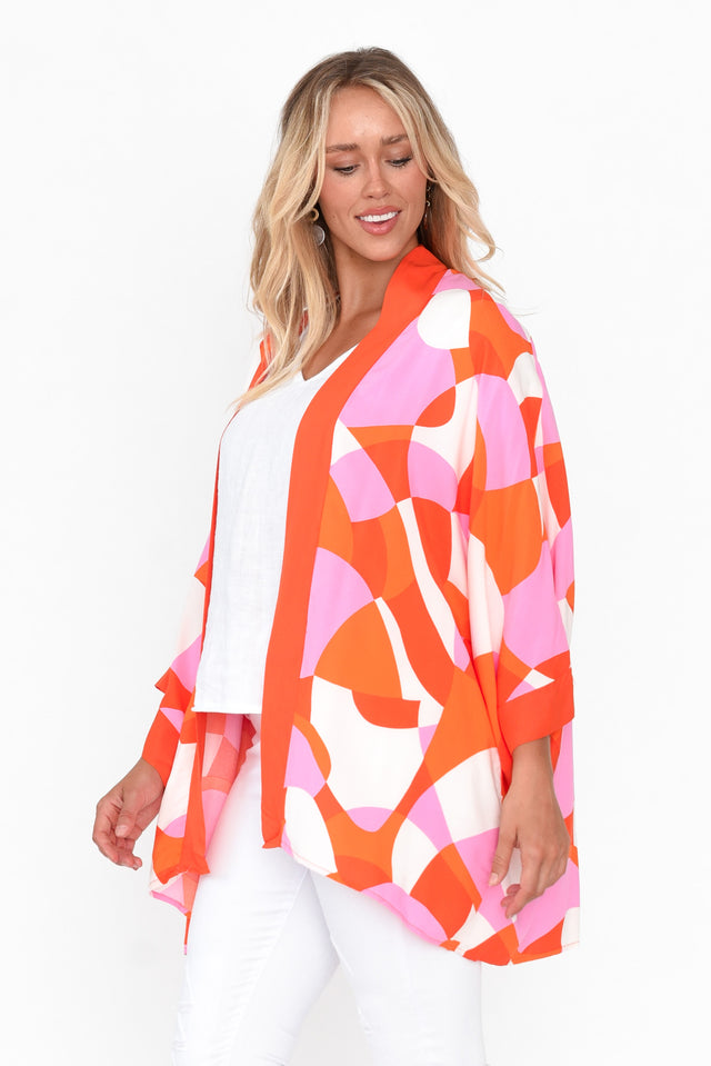 Alexandro Orange Abstract Kimono