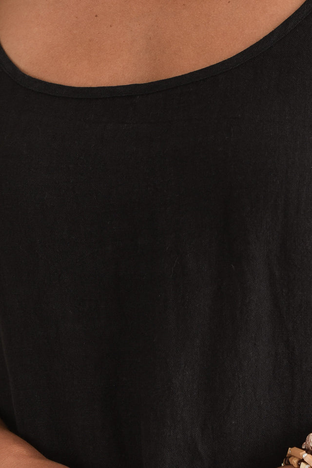 Alexia Black Linen Slip Dress,Detail,Brunette model,alt text|model:Brontie image 5