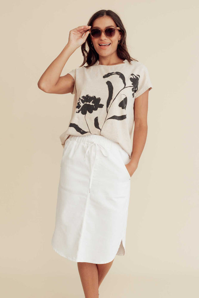 Alina White Denim Drawstring Skirt,Lifestyle