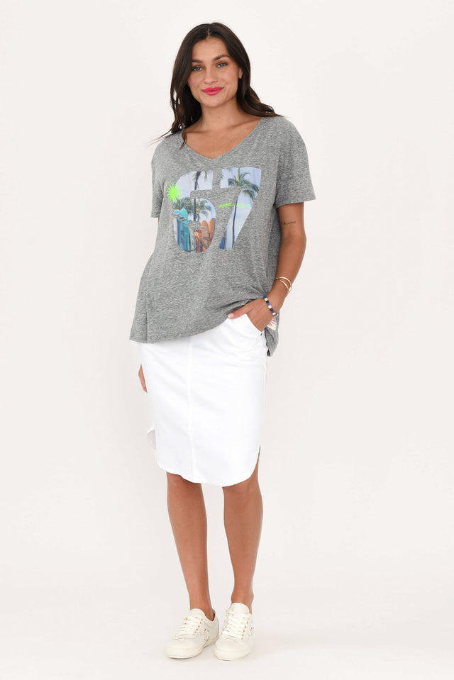 Alina White Denim Drawstring Skirt,Brunette model,alt text|model:Brontie image 5