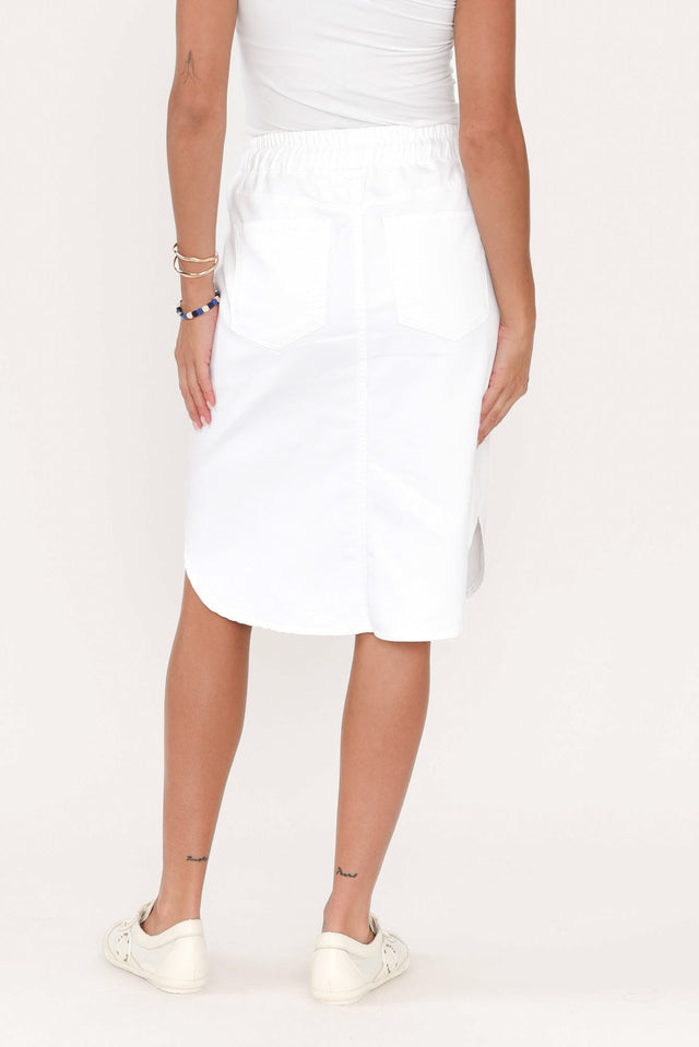 Alina White Denim Drawstring Skirt,Brunette model,alt text|model:Brontie image 7