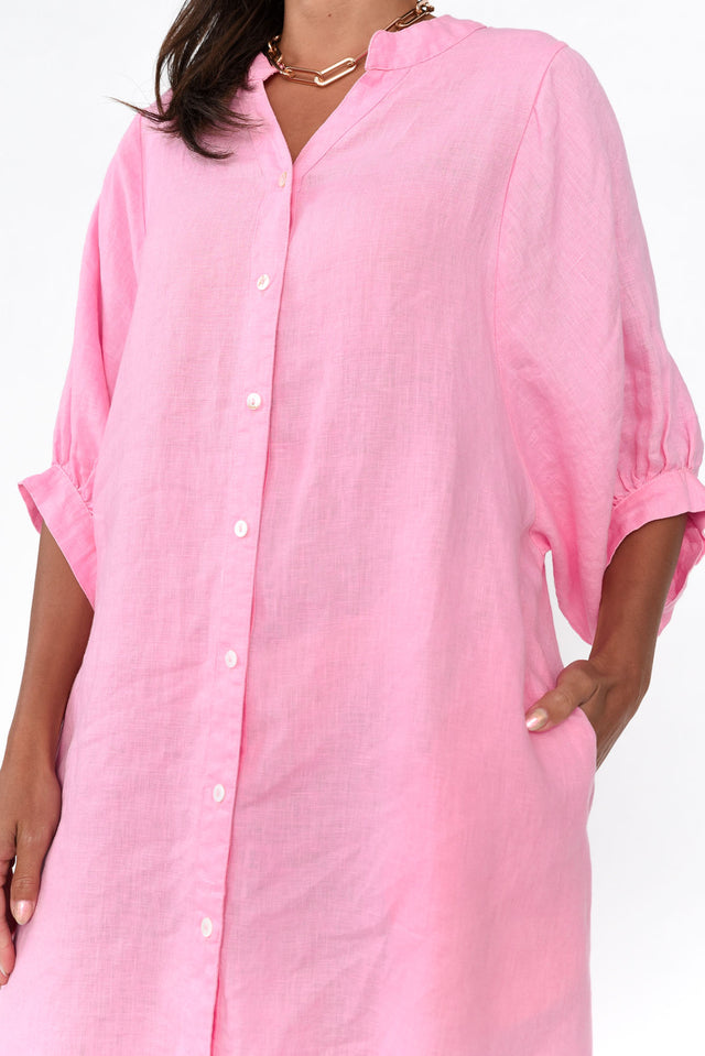 Almaz Pink Linen Shirt Dress