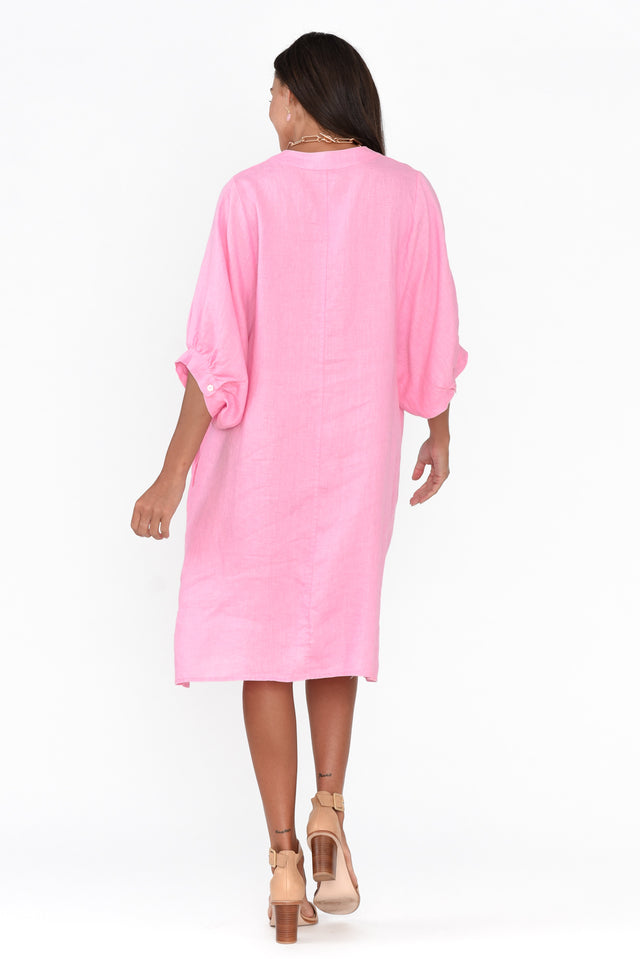 Almaz Pink Linen Shirt Dress