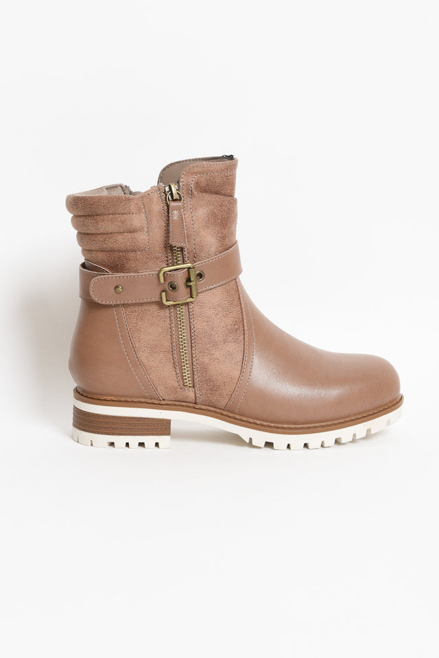 Alpha Taupe Leather Zip Boot