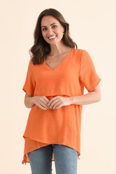 Alvina Orange Layered Tunic Top