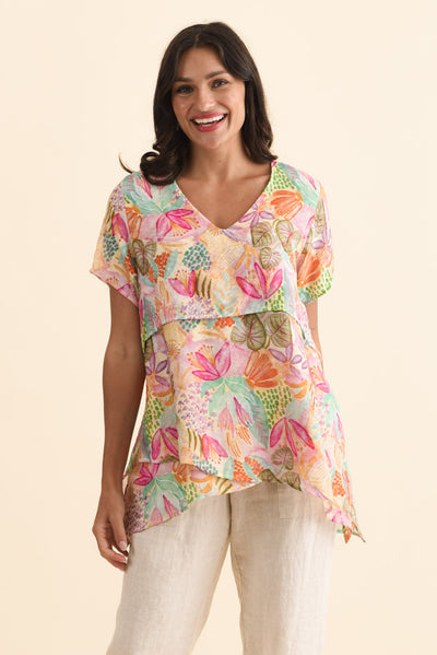 Alvina Pink Garden Layered Tunic Top