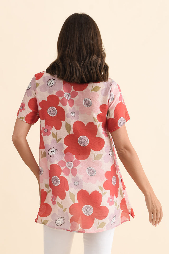 Alvina Red Poppy Layered Tunic Top,Brunette model,alt text|model:MJ image 5
