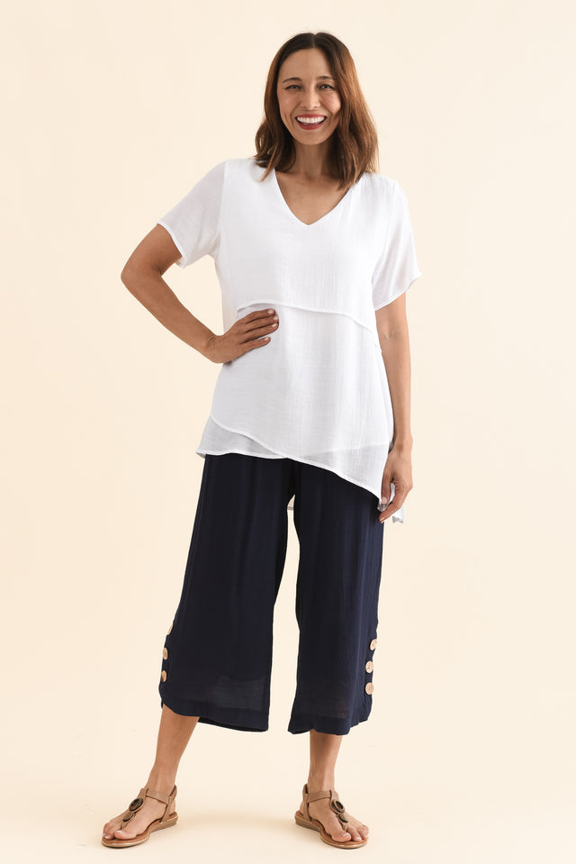 Alvina White Layered Tunic Top,Full Body,Brunette model,alt text|model:Cara image 3