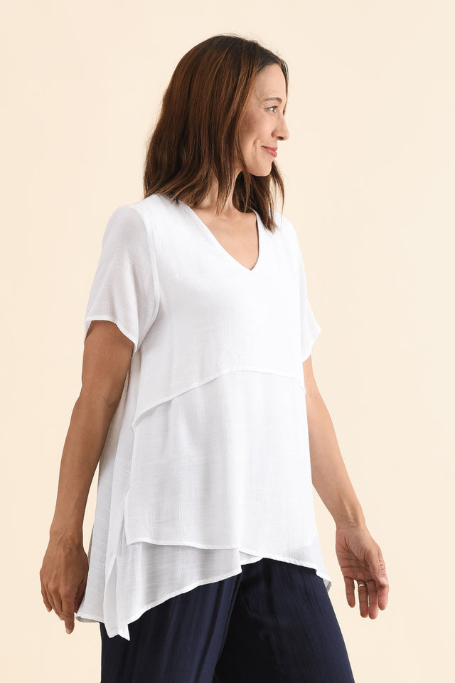 Alvina White Layered Tunic Top,Side,Brunette model,alt text|model:Cara image 5