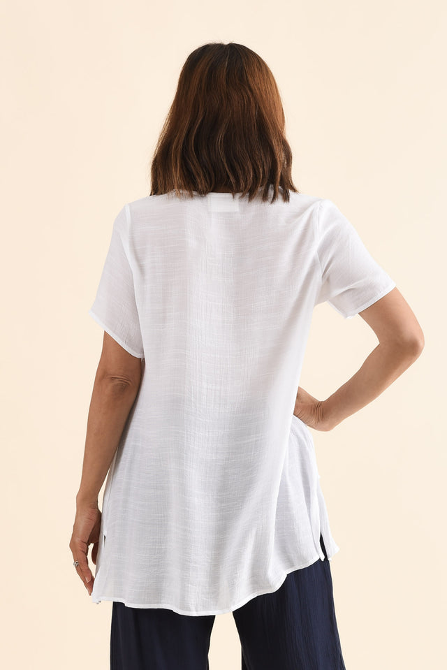 Alvina White Layered Tunic Top,Back,Brunette model,alt text|model:Cara image 6