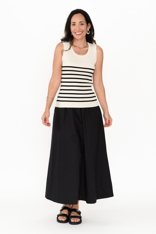Amba Black Stripe Ribbed Tank,Brunette model,alt text|model:Nicole image 4