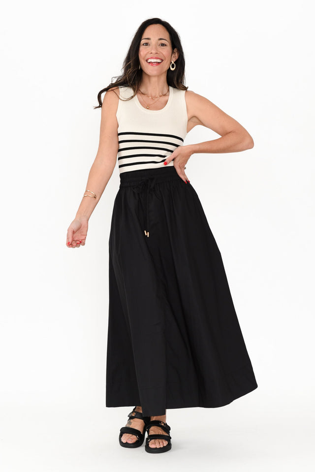 Amba Black Stripe Ribbed Tank,Brunette model,alt text|model:Nicole image 8