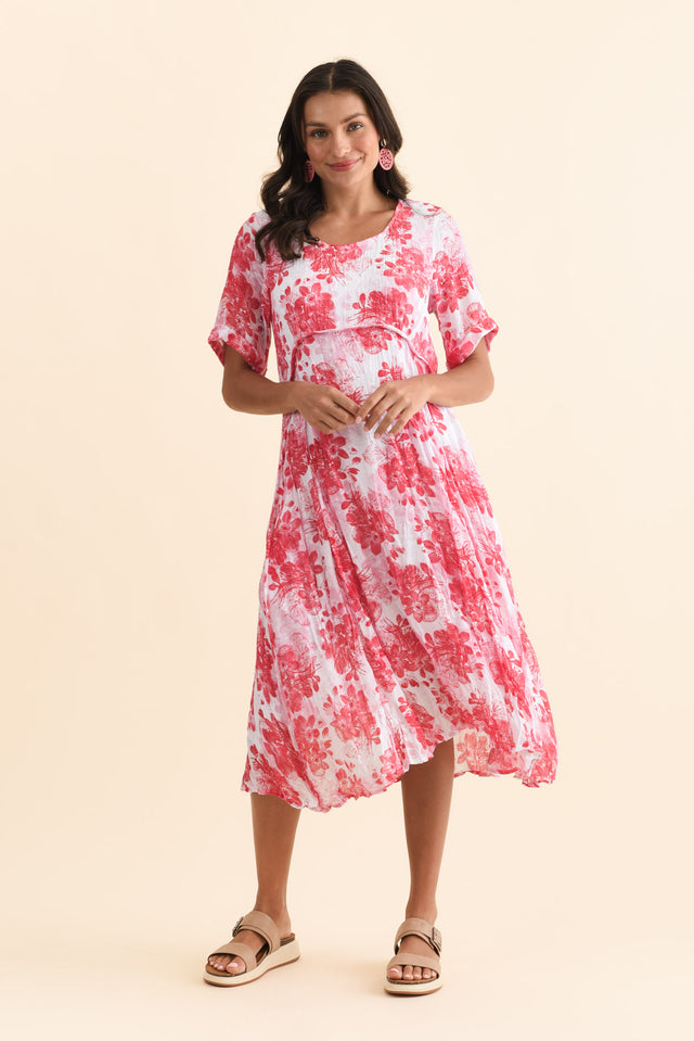 Amberley Red Garden Cotton Blend Dress,Brunette model,alt text|model:Brontie image 3
