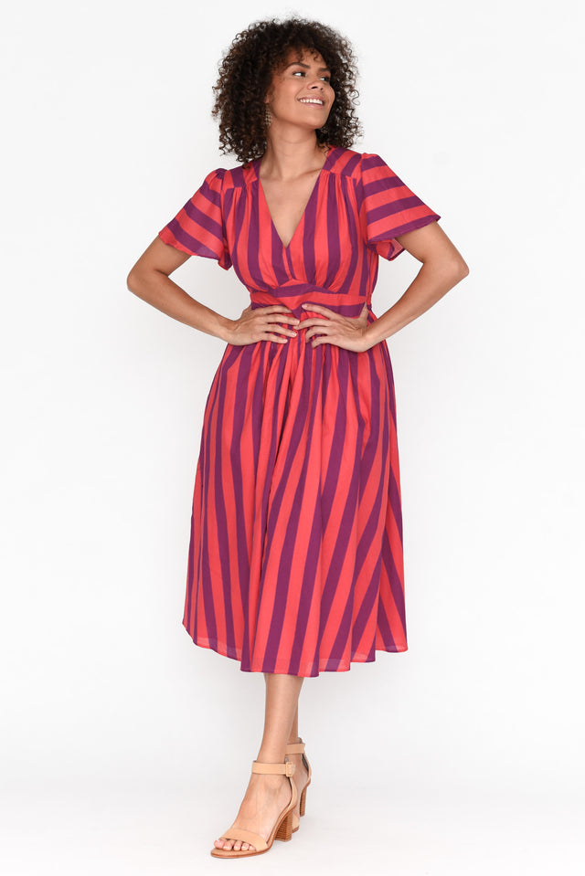 Amelyn Red Stripe Cotton Dress