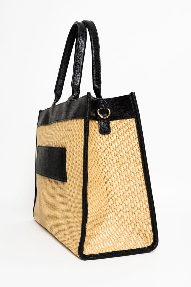 Amos Natural Contrast Weave Tote Bag image 2
