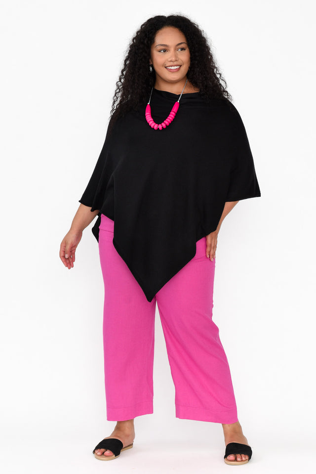 Amy Black Wool Blend Poncho