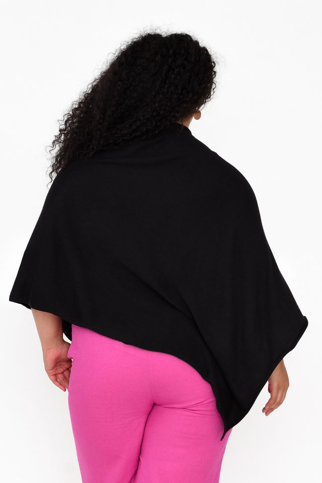 Amy Black Wool Blend Poncho
