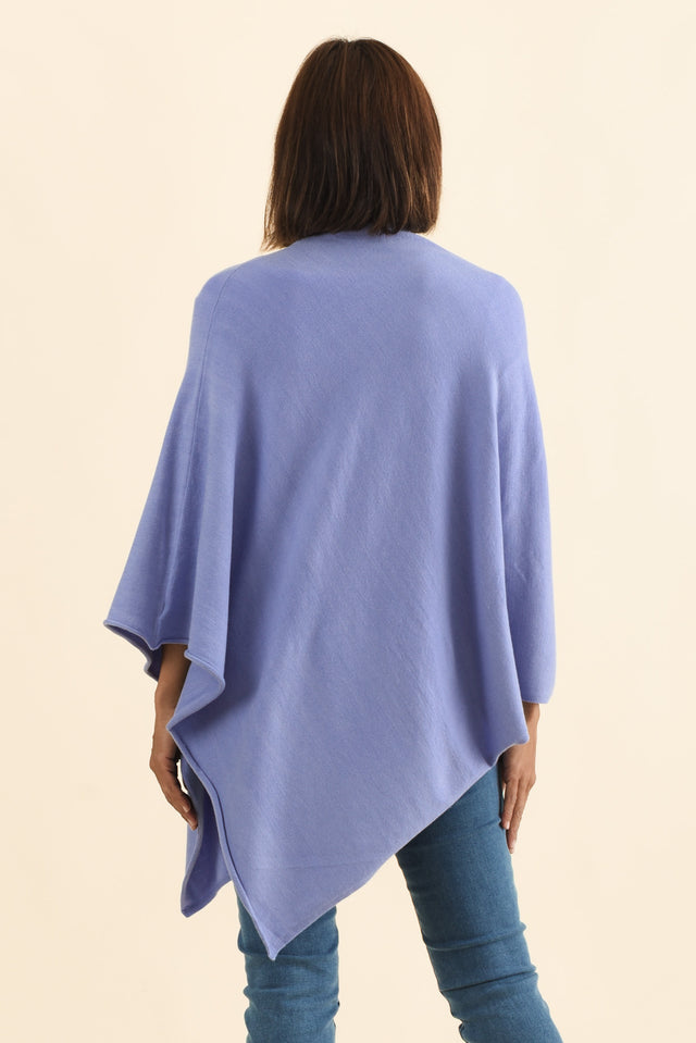 Amy Blue Wool Blend Poncho,Brunette model,alt text|model:Cara image 6