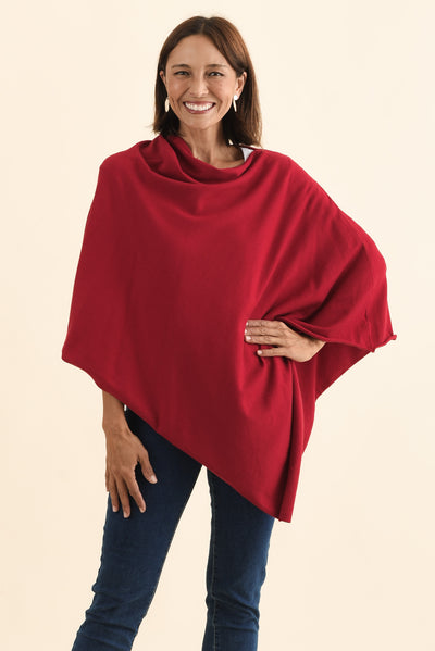 Amy Burgundy Wool Blend Poncho