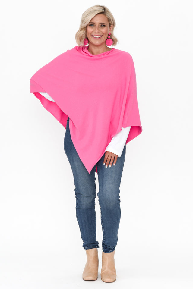 Amy Fuchsia Wool Blend Poncho,alt text|model:Brooke image 11