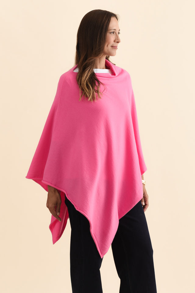 Amy Fuchsia Wool Blend Poncho,Brunette model,alt text|model:Cara image 5