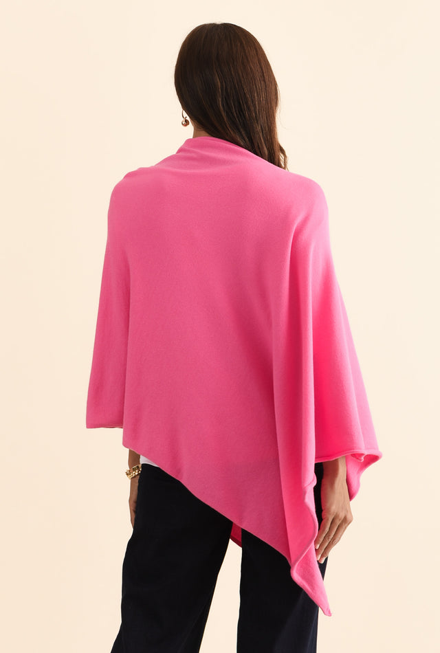 Amy Fuchsia Wool Blend Poncho,Brunette model,alt text|model:Cara image 6