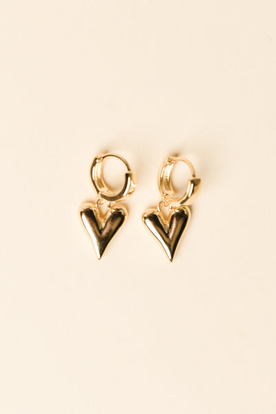 Amy Gold Heart Drop Earrings