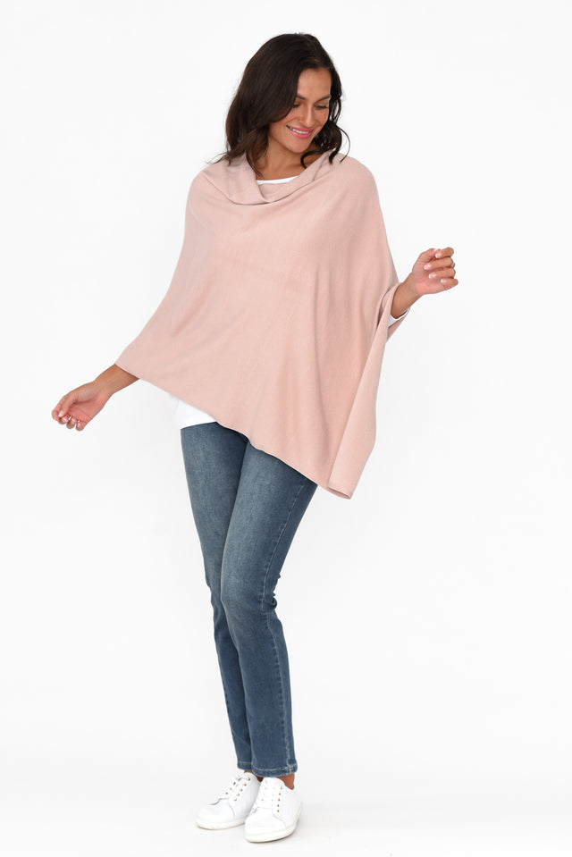 Amy Light Pink Wool Blend Poncho