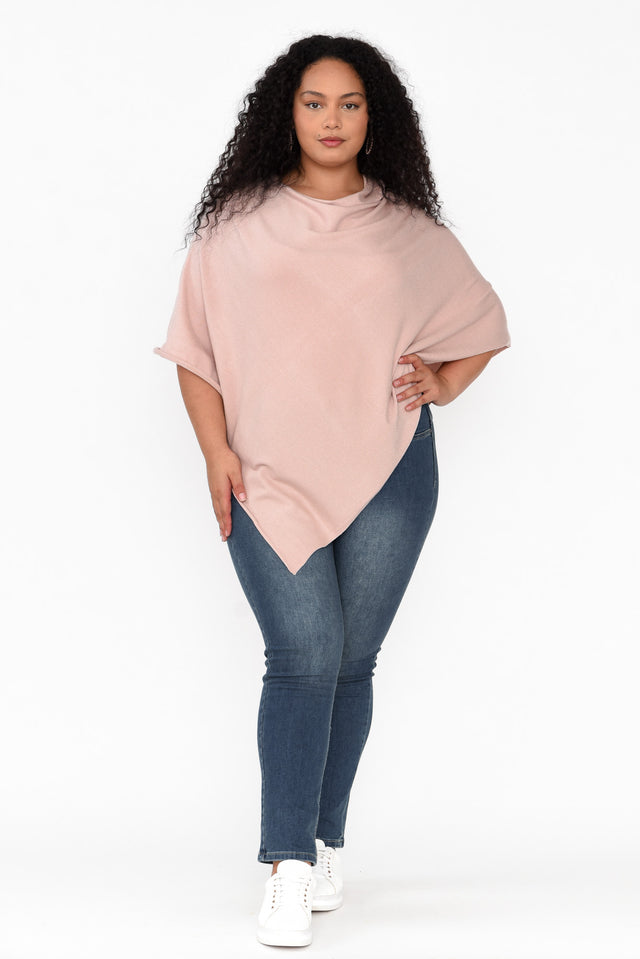 Amy Light Pink Wool Blend Poncho