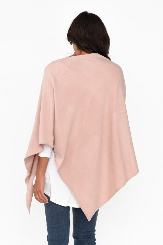 Amy Light Pink Wool Blend Poncho