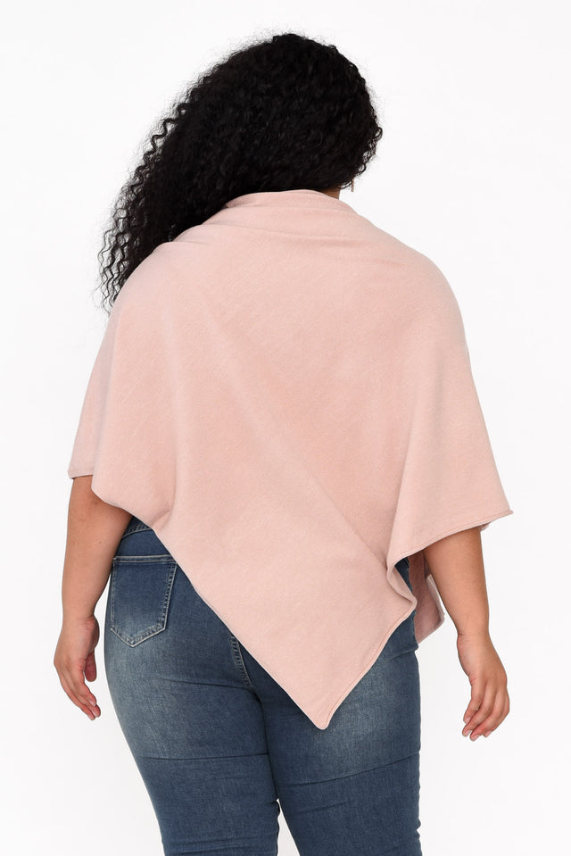 Amy Light Pink Wool Blend Poncho