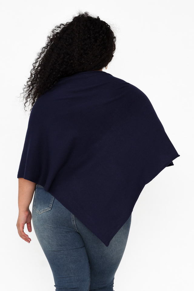 Amy Midnight Blue Wool Blend Poncho image 9