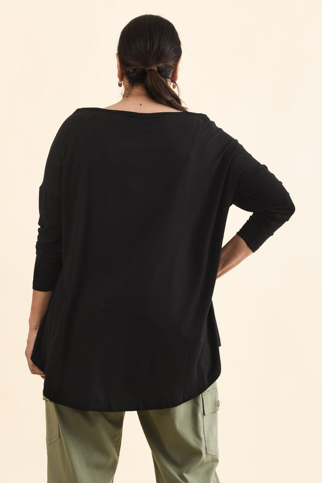 Anakin Black Hi Lo Bamboo Top,Back,Brunette model,alt text|model:Pilita image 13