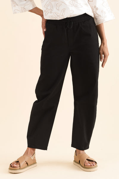 Andy Black Cotton Barrel Pants