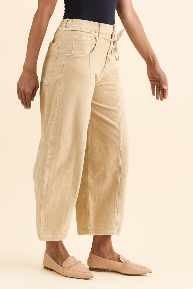 Angela Tan Wide Leg Corduroy Pants,Brunette model,alt text|model:Cara image 5